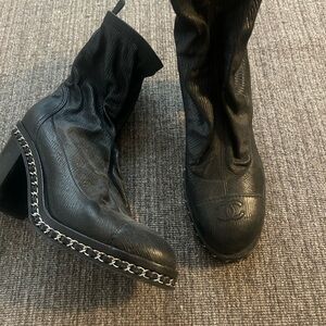 Chanel sock boot with chain detail -size 40